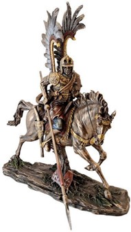 Udsøgt bronze figur af Hussar, polsk kriger på heste. God gave til ham