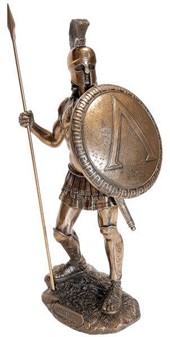 GODE IDEER TIL INDRETNING. Bronze figur af spartanske kriger med spyd