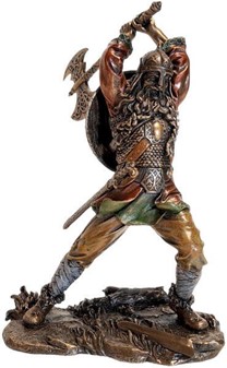 ÅRSDAGS GAVE TIL HAM. Veronese viking figur med dobbelt økse