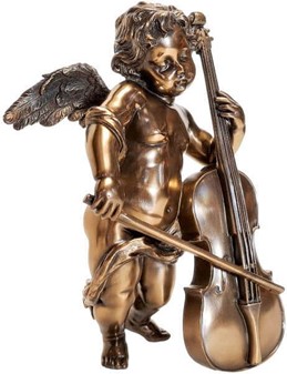 BILLIGE JULEGAVER. Charmerende bronze pyntefigure af engel med cello