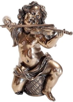 PERFEKT JULEGAVER. Smuk bronze figur af en engle spiller violin