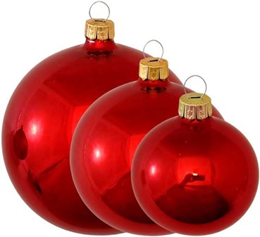 Julekugler rød. Jule glaskugle blank. Ø 6cm, 8cm eller 10cm at vælge