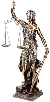 RETFÆRDIGHEDS GUDINDE. Justitia figur bronze til kontor dekoration