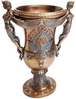 MORSDAGSGAVE. Enestående, dekorativ egyptisk vase med to gudinder